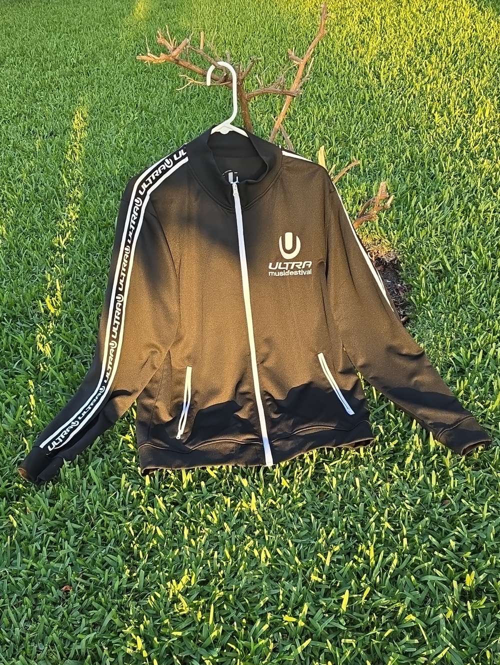 Black Track Jacket with White Trim